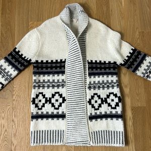 Vintage GAP Chunky Knit Nordic Oversized Black & White Cardigan Size XS
